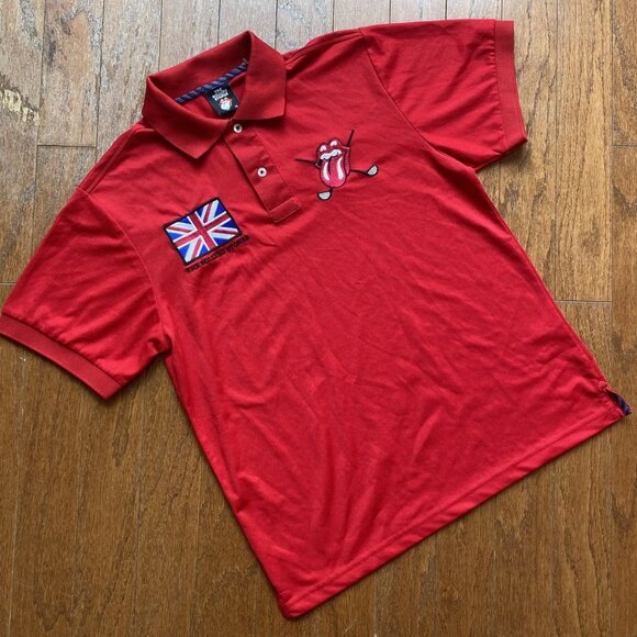 The Rolling Stones Red Golf Polo Shirt Medium - Picture 1 of 4